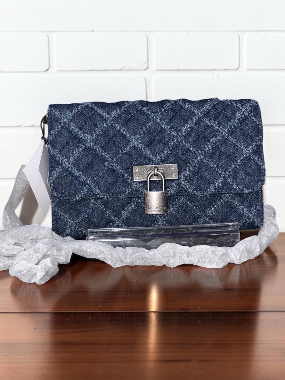 Kurt Geiger Quilted Denim Crossbody/Wallet NWT